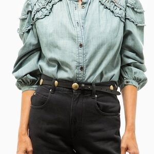 MARANT Etoile Milya jeans ruffle blouse size 34 retails $450